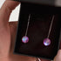 Pink | .925 Sterling Silver | Mermaid Glass Chain Drop Threader Earrings